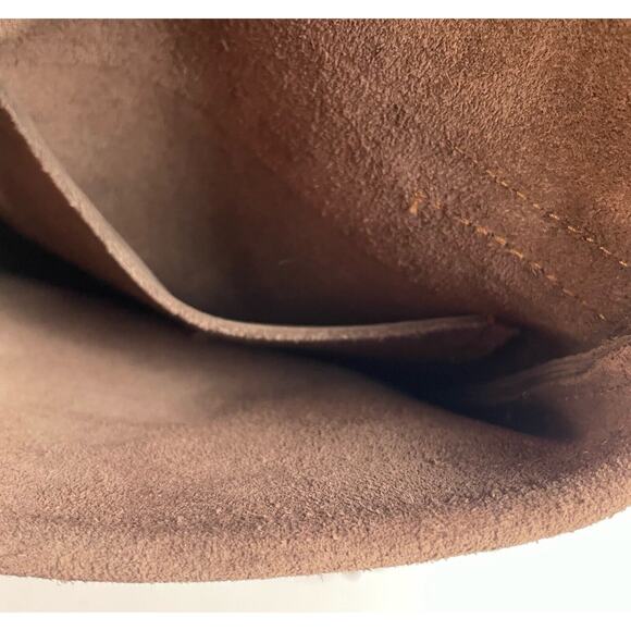 Festival Leather Satchel Crossbody Purse Hand Tooled Thick Fringe Woven Strap - Picture 5 of 6